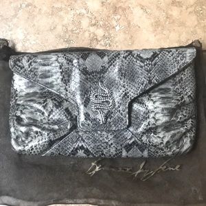 Kenneth Jay Lane Snake Print Leather Clutch, Gently Used, $120 OBO